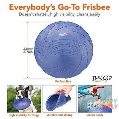 imk9 dog flying disc toy for small medium or large dogs soft natural rubber disk for safety best color toys for dogs to see heavy duty aerodynamic design for outdoor flight 2