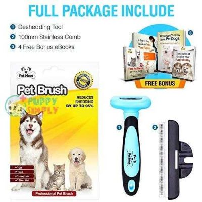 pet grooming brush effectively reduces shedding by up to 95 professional deshedding tool for dogs and cats 7