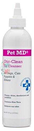 pet md otic clean dog ear cleaner for cats and dogs effective against infections caused by mites yeast itching and controls odor 8 oz