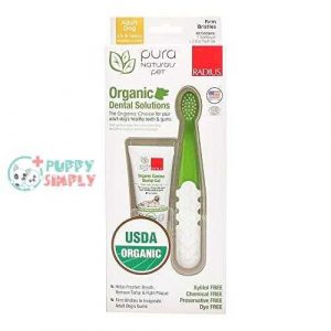 pura naturals pet organic dental solutions adult natural dog toothgel and toothbrush no harsh ingredients eco friendly one size brush 0 8 ounce gel