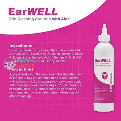 vetwell cat and dog ear cleaner otic rinse for infections and controlling yeast mites and odor in pets 8 oz 2